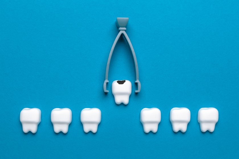 Plastic teeth with forceps